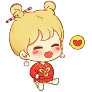 ❤ милый, каваий, мультфильм, персонаж, иллюстрация, сердце, подарок, китайский, девочка, искусство telegram sticker