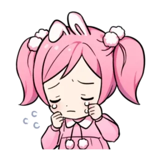 😭 lindo, chica, anime, llorando, triste, conejo telegram sticker