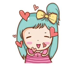 ❣ Cartoon, Mädchen, Herzen, Süß, Liebe, Schleife telegram sticker