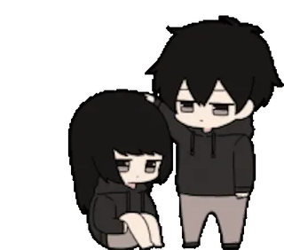 😌 Chibi, Anime, Triste, Conforto, Cartone animato, Coppia telegram sticker