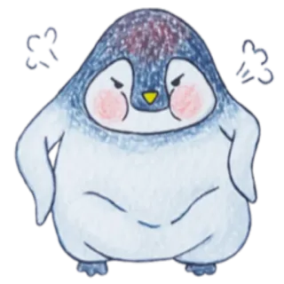 😤 pingouin, en colère, mignon, dessin animé, animal, bleu, blanc, hiver telegram sticker