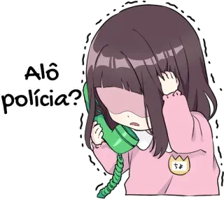 🚔 Alô polícia? Mädchen, Anime, Polizei, Telefon, Cartoon whatsapp sticker
