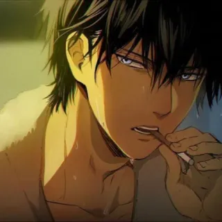 🚬 Anime, Fumando, Masculino, Cigarrillo telegram sticker