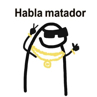 😴 Habla matador stick figure, matador, sunglasses, gold chain, peace sign whatsapp sticker