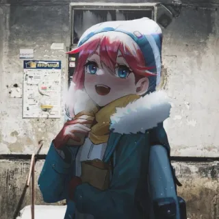 😊 anime, girl, winter, snow, cute telegram sticker