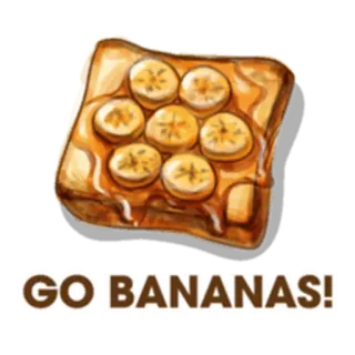 🍌 GO BANANAS! banana, toast, cibo, impazzire, umorismo, colazione, dolce whatsapp sticker