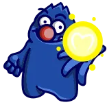 💡 怪物, 卡通, 蓝色, 红鼻子, 魔法, 球 whatsapp sticker