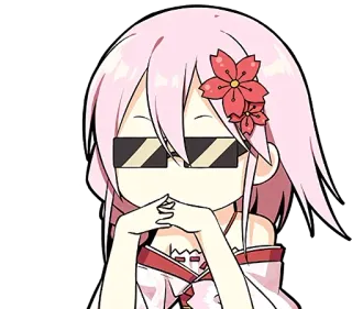 😎 Anime, Chibi, Garota, Cabelo rosa, Óculos, Kawaii whatsapp sticker