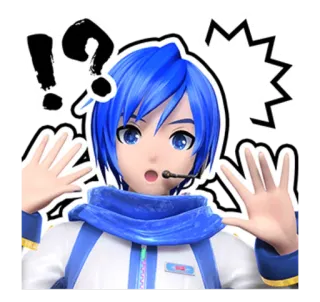 ⁉ Kaito vocaloid, anime, überraschung, frage, ausruf telegram sticker