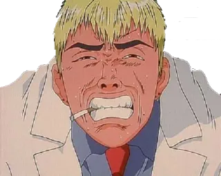 😡 uomo, anime, sigaretta, sudore, stress, esaurimento telegram sticker