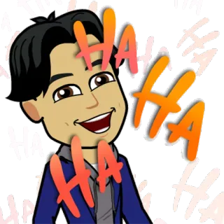 😆 HA rire, haha, dessin animé, drôle, humour, bitmoji telegram sticker