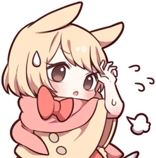 🌞 动漫, 卡哇伊, 可爱, Q版, 女孩, 害羞, 紧张, 汗 telegram sticker