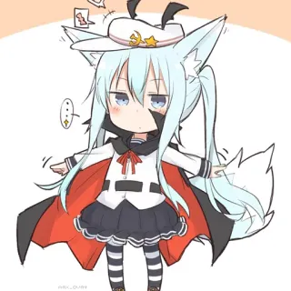 😊 anime girl, chibi, fox ears, star, sailor uniform telegram sticker