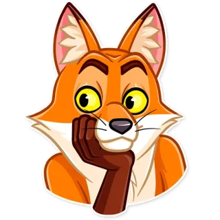 😐 fox, animal, cartoon, mammal, orange, portrait telegram sticker
