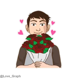 🙂 roses, flowers, bouquet, love, hearts, cartoon, affection telegram sticker