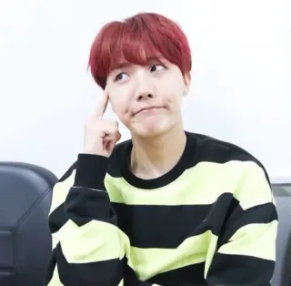 🦋 J-Hope J-Hope, K-Pop, thinking, red hair, singer, music, BTS telegram sticker