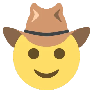 🎩 emoji, Cowboy, Hut, lächeln, Western, gelb, Gesicht whatsapp sticker