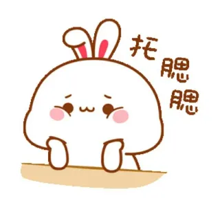 🍼 托腮腮腮 conejo, lindo, conejito, kawaii telegram sticker
