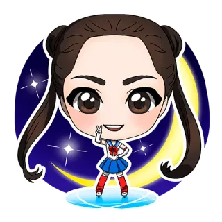 ✌ Kartun, Anime, Gadis, Tanda perdamaian, Bulan, Seragam pelaut whatsapp sticker