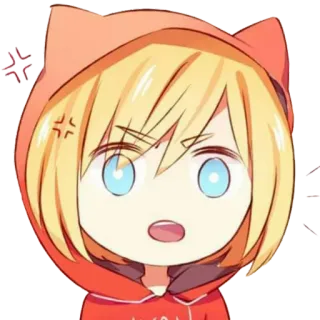 😧 Anime, Fofo, Irritado, Moletom com capuz, Cabelo loiro, Desenho animado, Chibi whatsapp sticker