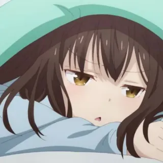 😔 anime, girl, lazy, sleepy, cute telegram sticker