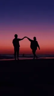 ❤️ spiaggia, tramonto, coppia, silhouette, romanticismo, oceano telegram sticker