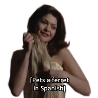🐿 [Pets a ferret in Spanish] Frettchen, Haustier, Frau, Spanisch, Tier telegram sticker