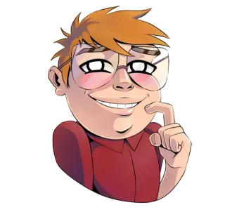 😁 dessin animé, personnage, lunettes, souriant, pensif, intello whatsapp sticker