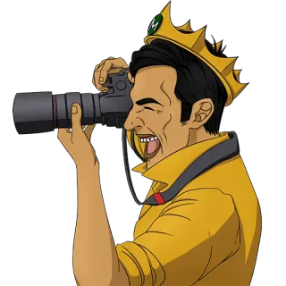👀 fotograf, kamera, krone, mann, porträt, glücklich telegram sticker