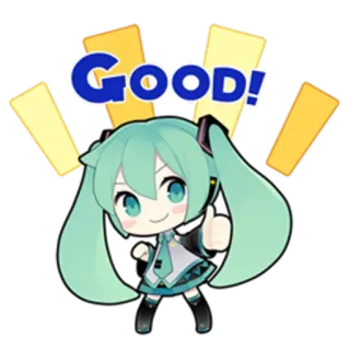👍 Hatsune Miku GOOD! Anime, Chibi, Bueno, Vocaloid, Miku telegram sticker