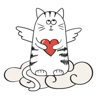😍 แมว, นางฟ้า, หัวใจ, เมฆ, การ์ตูน, สัตว์, ความรัก whatsapp sticker
