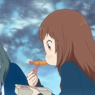 🥡 anime, eating, chopsticks, shrimp, lunch, girl telegram sticker