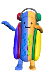 🌭 cachorro-quente, desenho animado, fones de ouvido, comida telegram sticker