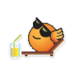 😎 Emoji, Kính râm, Thư giãn, Tắm nắng, Bãi biển, Mùa hè, Kỳ nghỉ, Nghệ thuật Pixel telegram sticker