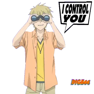 👁 I CONTROL YOU anime, boy, binoculars, control telegram sticker