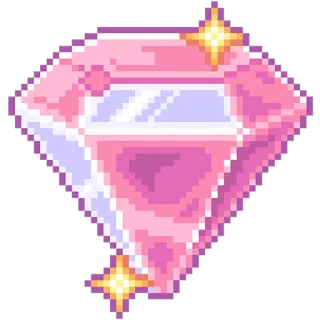 💎 Kim cương, Pixel art, Màu hồng, Lấp lánh, Đá quý, Đá quý telegram sticker