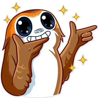 😬 Porg Star Wars Porg, Star Wars, cartoon, cute, funny, pointing telegram sticker