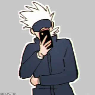 😂 Gojo Satoru Jujutsu Kaisen @HAWKS Anime, Gojo Satoru, Jujutsu Kaisen, Sticker, Personnage d'anime, Cheveux blancs, Selfie telegram sticker