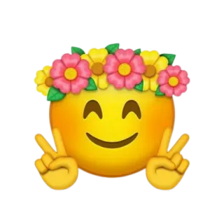 😊 Emoji, Corona di fiori, Simbolo di pace, Faccina sorridente, Felice telegram sticker