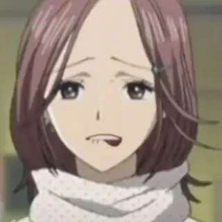 😏 Anime, Phụ nữ, Khăn quàng cổ, Cảm xúc, Buồn telegram sticker