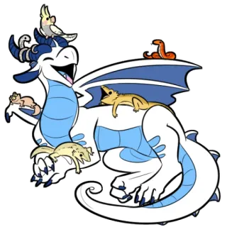 🐣 龙, 爬行动物, 鸟类, 动物, 卡通, 幻想 telegram sticker
