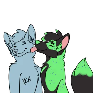 😋 YCH furry, anthro, licking, cute, ych, dog, canine, cartoon telegram sticker