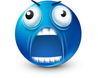 🤩 enojado, azul, emoji, gritando, molesto whatsapp sticker