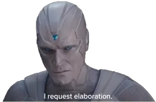 🤔 Vision I request elaboration. marvel, avengers, super-héros, robot, white vision, élaboration telegram sticker