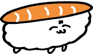 😩 Sushi, Comida, Kawaii, Fofo, Desenho animado, Japão, Arroz, Peixe whatsapp sticker