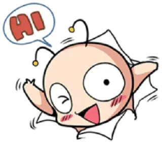 👋 HI Cartoon, Niedlich, Winken, Gruß, Hallo telegram sticker