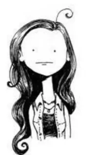😐 fille, dessin animé, croquis, portrait, personnage, dessin whatsapp sticker