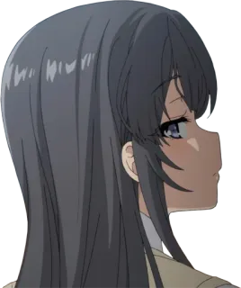 😒 anime girl, long hair, profile view, cartoon, character telegram sticker
