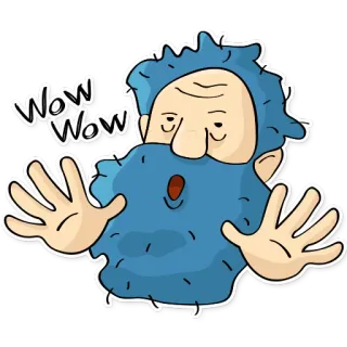😯 Wow Wow wow, enthousiast, man, blauw, cartoon, uitdrukking, sticker telegram sticker