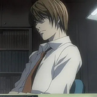 🍎 Light Yagami Death Note Anime, Personagem, Death Note, Light Yagami, Protagonista, Sério, Intelectual telegram sticker